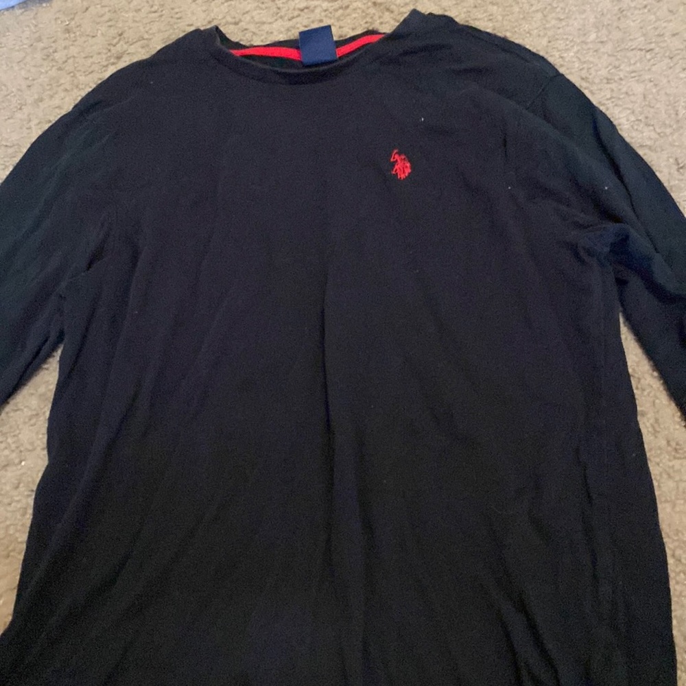 Black plain polo long sleeve shirt size medium